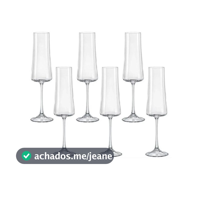 Jogo 6 Taças Para Champanhe Xtra Cristal Ecologico Bohemia