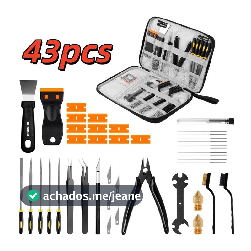 Kit Ferramentas Impressora 3D 43 Peças Limpeza Bico FDM SLA Com Estojo Armazenagem Portátil