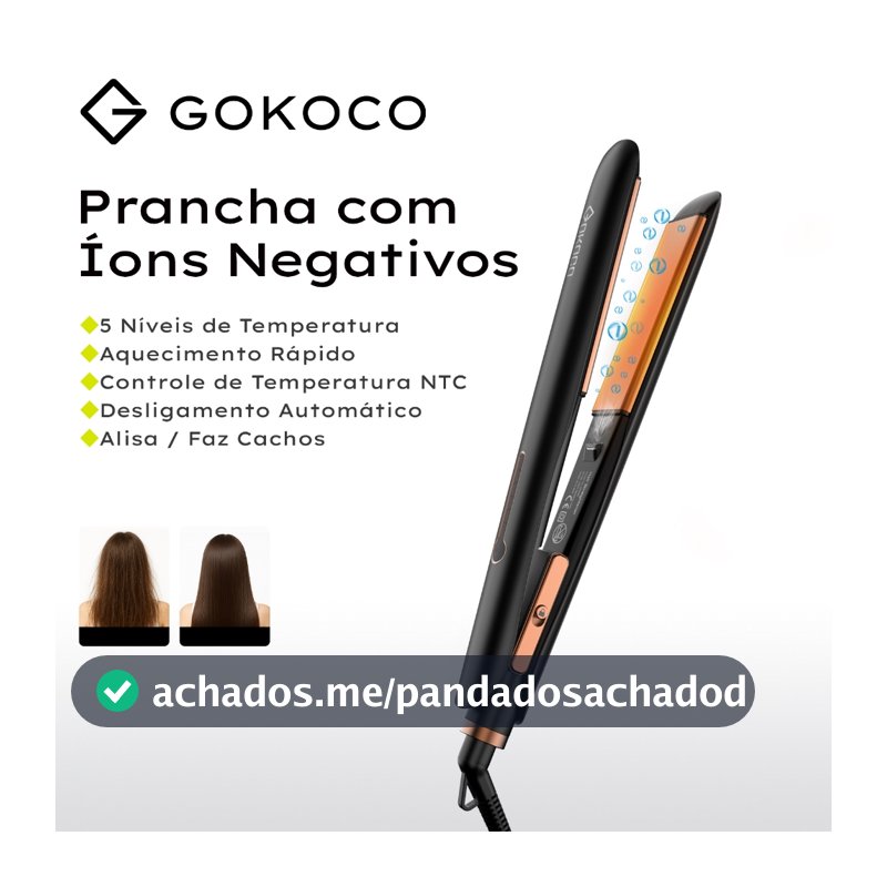 GOKOCO Alisador De Cabelo De lons Negativos Desligamento Automático Aquecimento Rápido Controle De Calor NTC Liso/Cachos