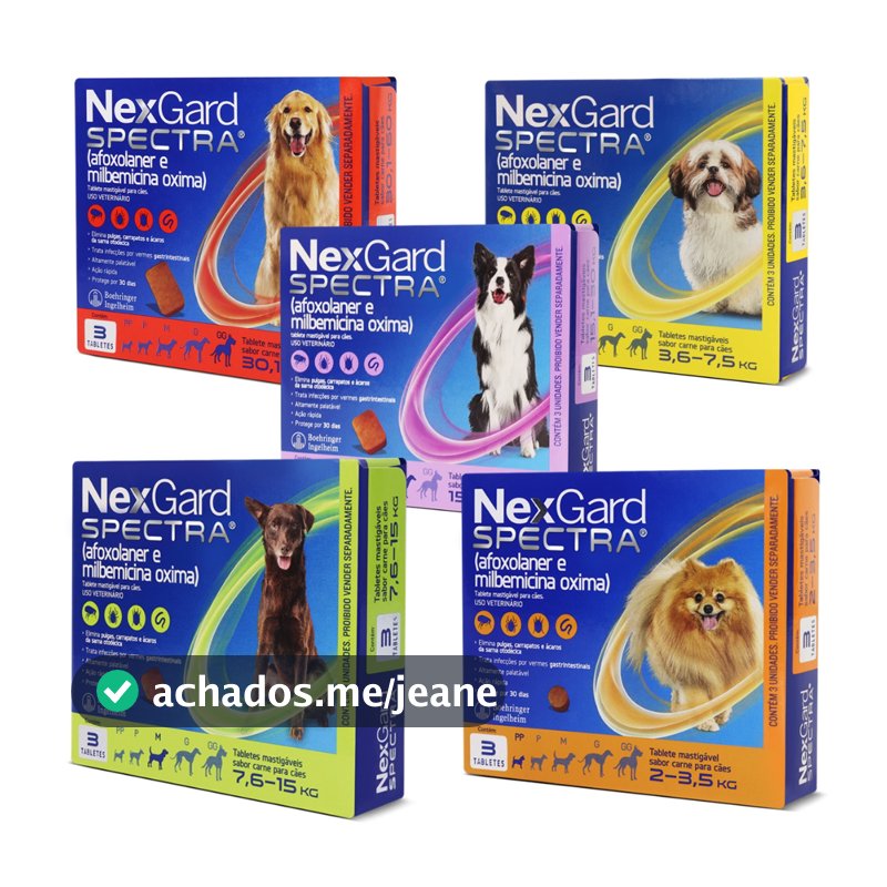 Nexgard Spectra Cães de 2 a 60kg c/ 3 Tabletes Antipulgas e Carrapatos Para Cachorro