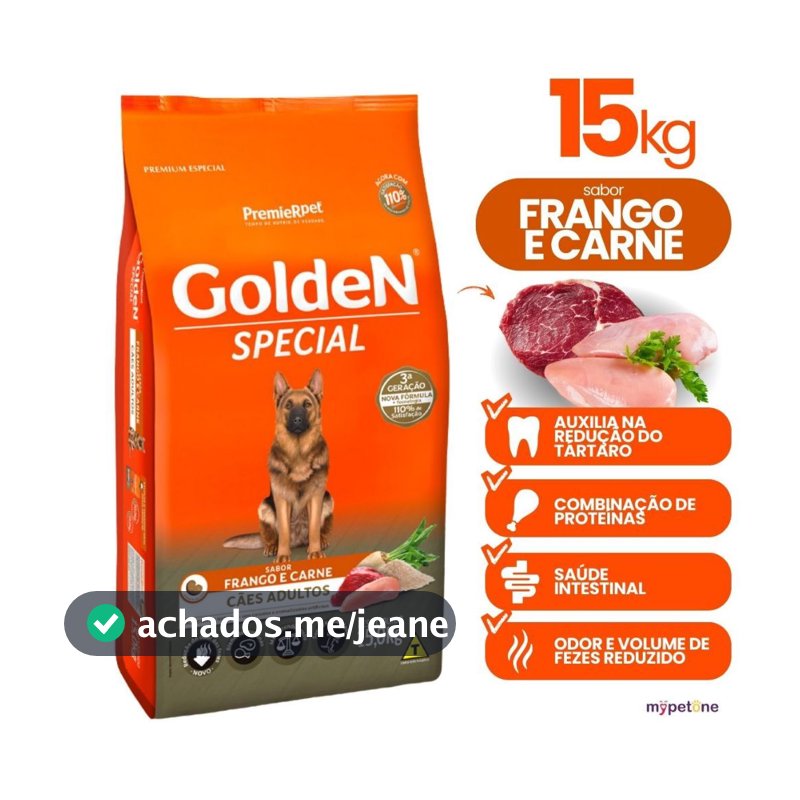 Ração Golden Special Cães Adultos Premier Sabor Frango e Carne 15kg