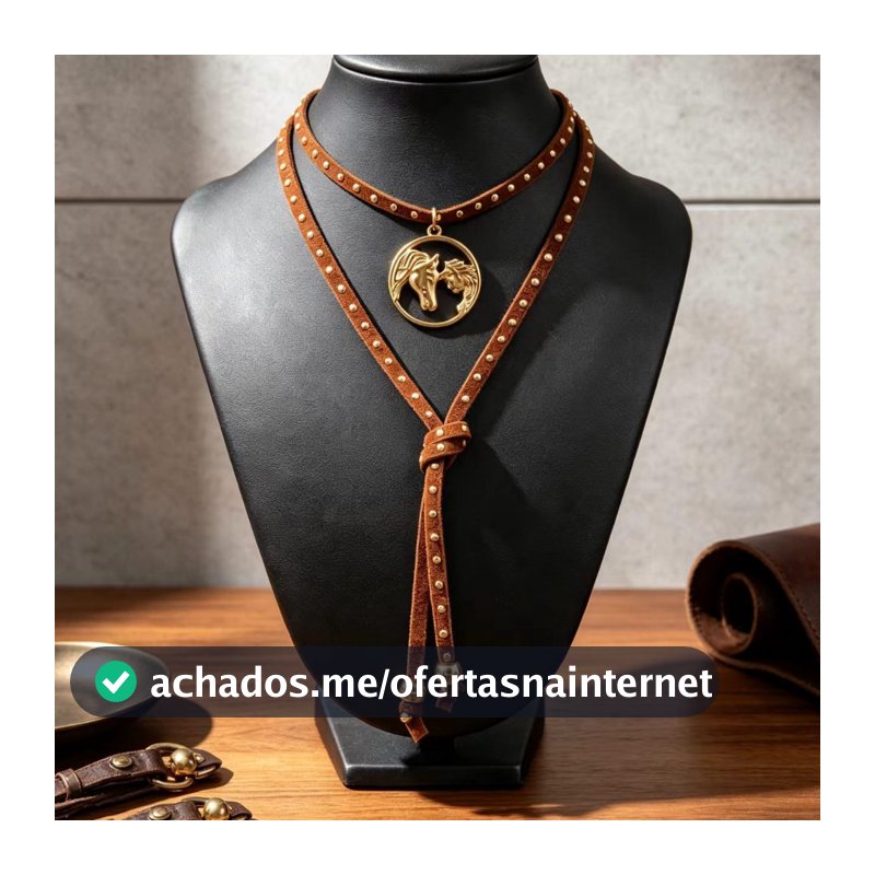 【Pronta Entrega】Gargantilha Choker Country Concho Turquesa Estilo Cowboy Moda Rodeio