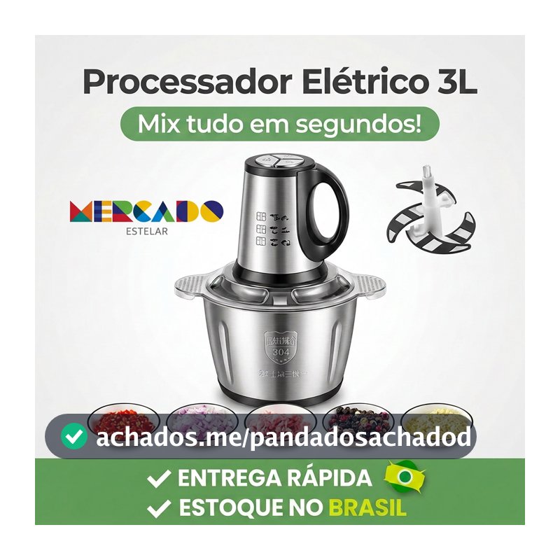 3L Picador De Alimentos Moedor De Carne Mixer Elétrica Processador Cozinha Casa Alho - 110v-220v