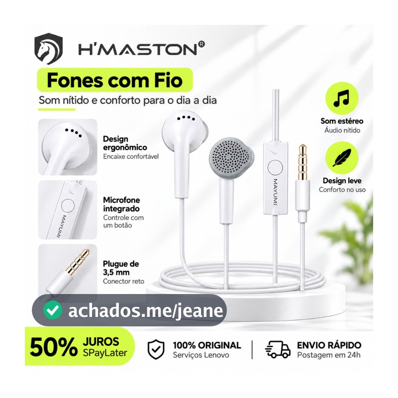 H'maston C550 Fone De Ouvido 3,5mm Com Fio e Microfone Para Telefones Celulares Tablet PC
