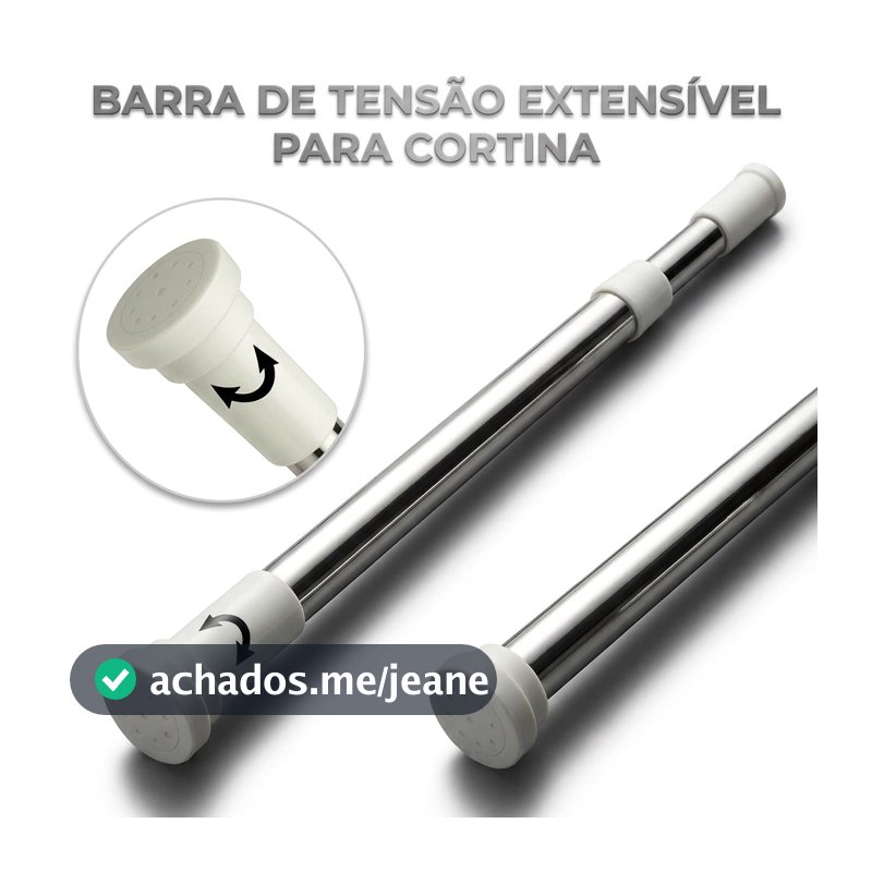 Varão Extensível Inox Cortina Pia de Cozinha, Cortina Box Banheiro, Cortina de Porta Retrátil