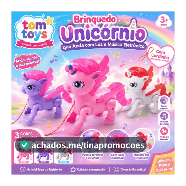 Brinquedo Unicórnio que Anda com Luz e Música Eletrônico infantil presente