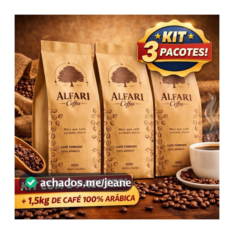 Kit 3 Cafés Gourmet 100% Arábica Alta Mogiana Torrado e Moído 1,5kg Alta Qualidade