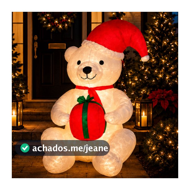 Urso Polar Inflável Decoração Casa Natal Com Led Poliéster Toque Macio Peludinho Presente Hall Prédio