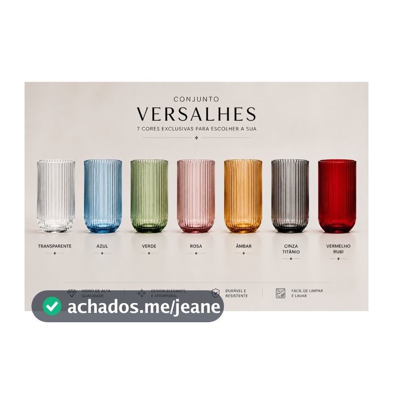 Jogo com 6 Copos De Vidro 460ml Versalhes Canelado