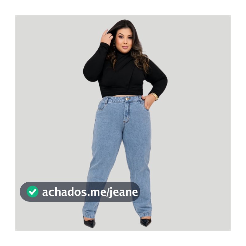 Calça Mom Jeans Plus Size Cintura Alta Feminina Levanta Bumbum