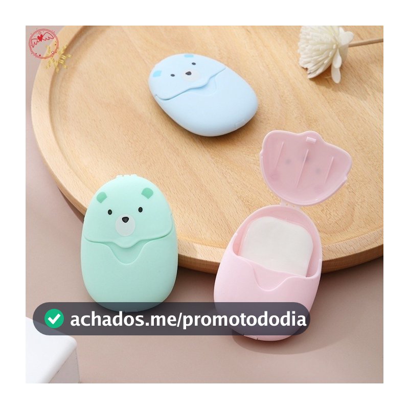 1 Case de 50 Pcs de papel sabão descartável portátil bonito em caixa de papel sabonete Mini fatia