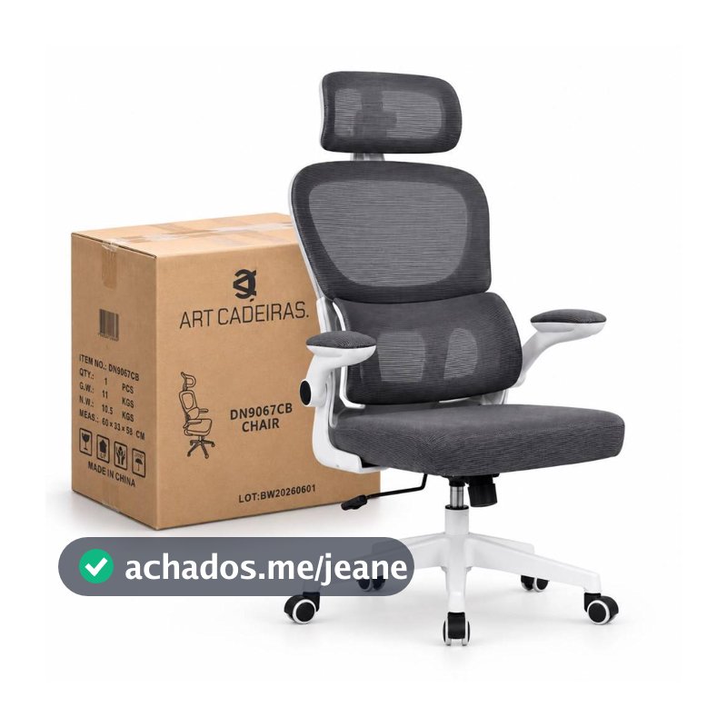 Cadeira Escritório Ergonômica Mesh Giratória Com Suporte Lombar E Braços Reguláveis Para Home Office