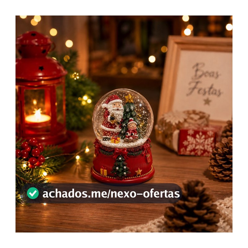 Enfeite de Natal Globo de Neve 8cm Decoração Natalina