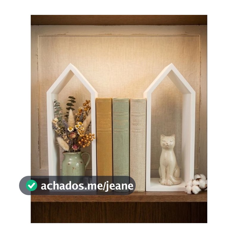 Aparador de Livros "Casinhas" 18 cm | Estilo Farmhouse, Luxo e Minimalista