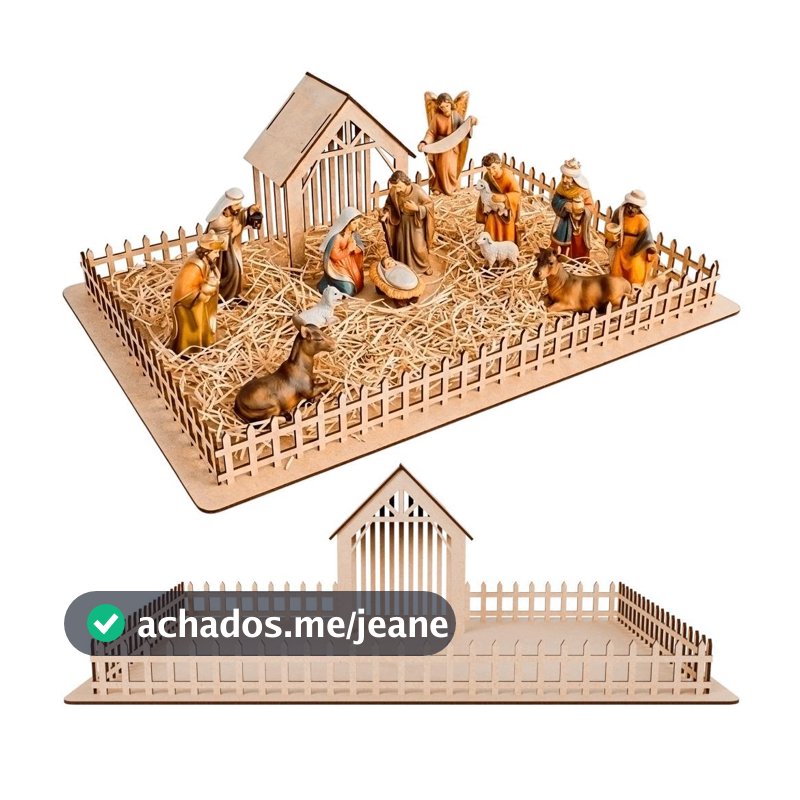 Estrutura Base Para Presépio De Natal em MDF - 50x35 cm