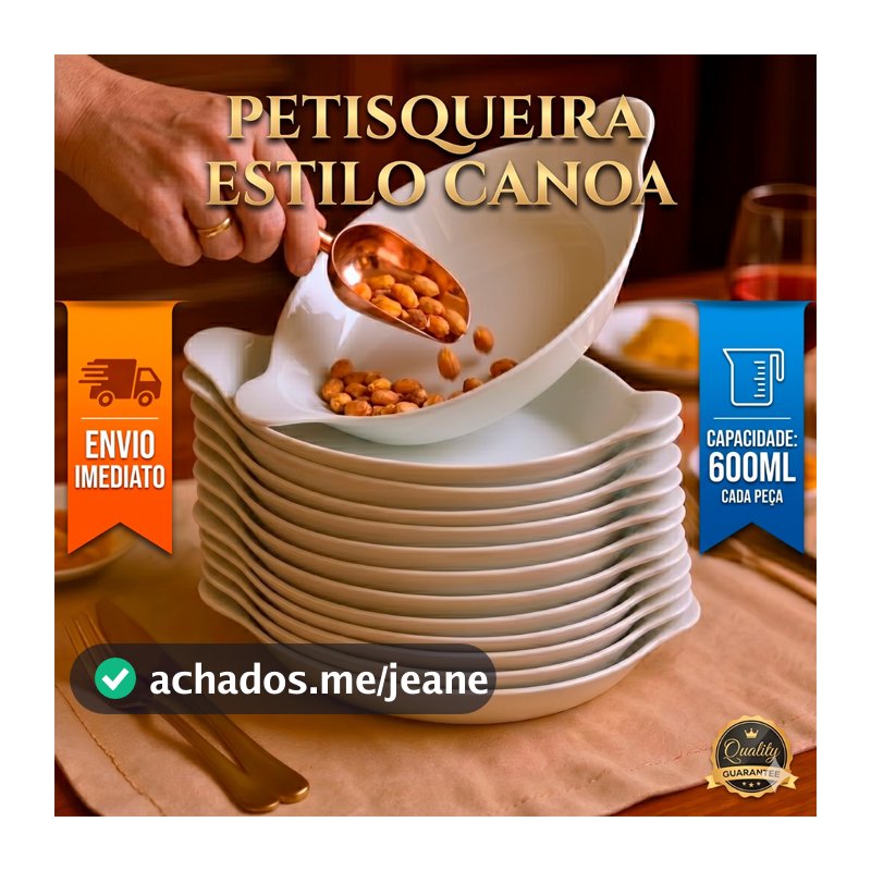 Kit 10 Petisqueiras Canoa 600ml Grande Para Petiscos Churrasco Festa Frios