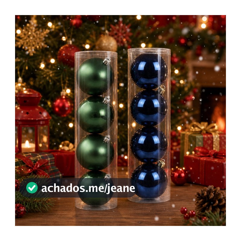 Bolas de Natal em Tubo - Azul e Verde - 12cm - Enfeites para Árvore de Natal - Cromus | Rizzo