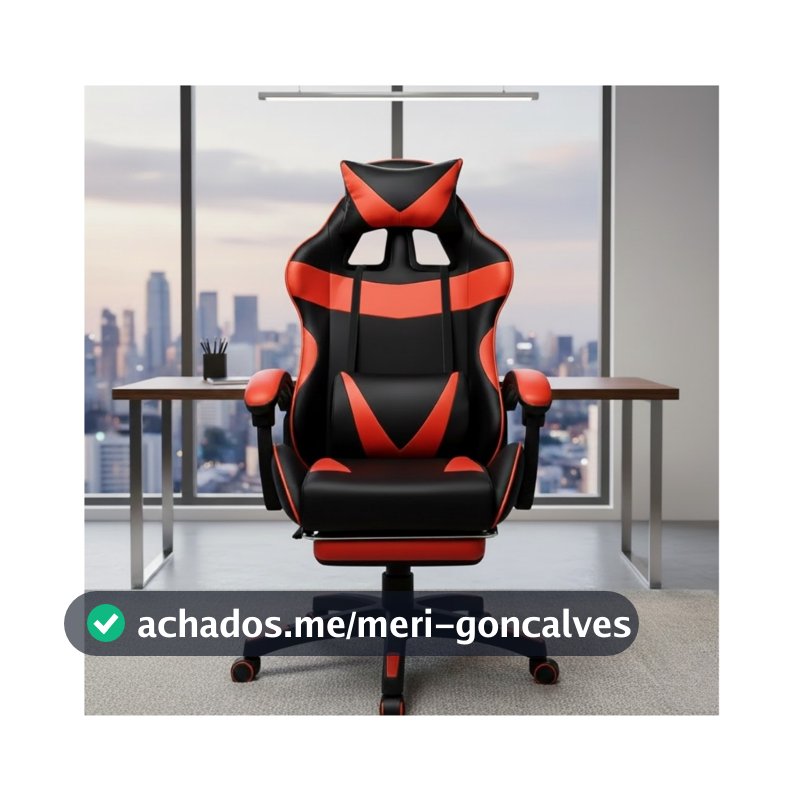 Cadeira Pc Gamer Giratória Ergonômica Couro Com Descanso