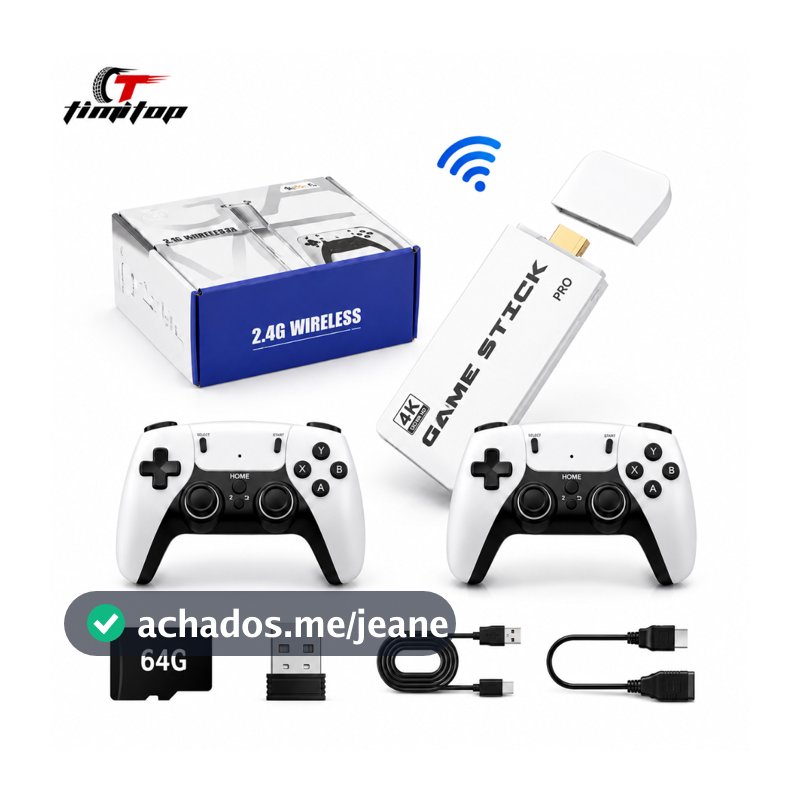 NOVO Vídeo Game Stick M15 Plus 4k 64gb Hdmi Com 2 Controles Se Fio +20mil Jogos Moby