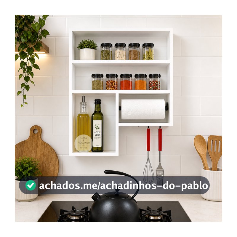 Nicho Prateleira Organizador Temperos Porta Papel Toalha13