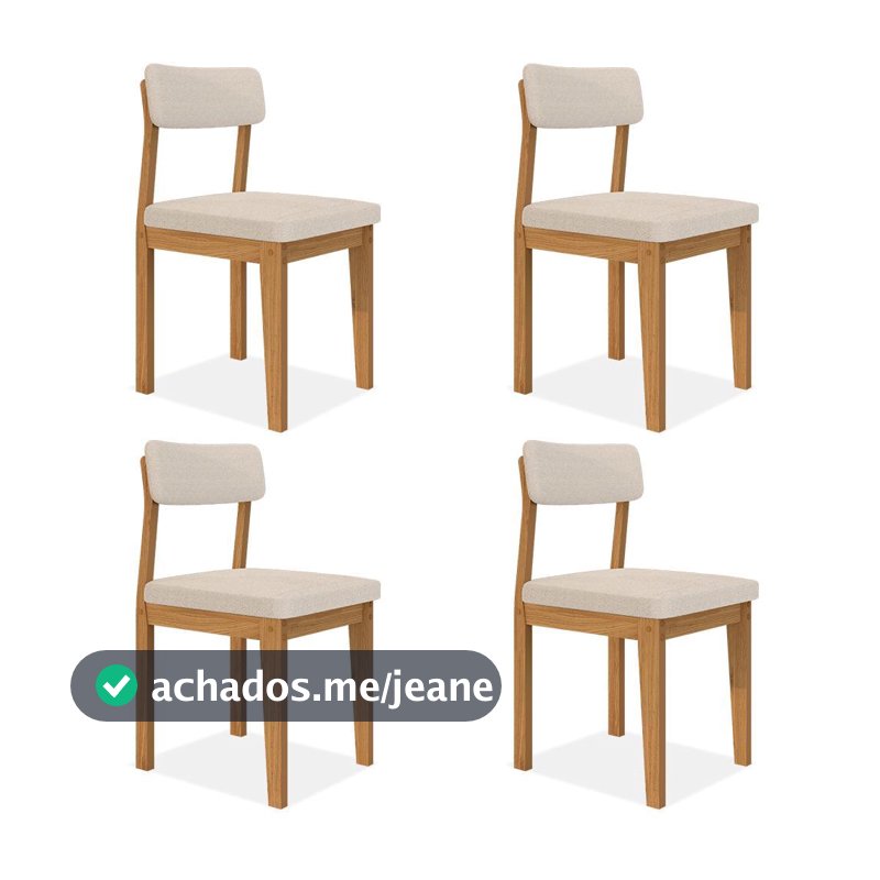Conjunto Com 4 Cadeiras Estofadas Utah Cinamomo/bouclé Off - M.a