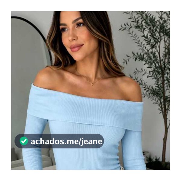 Blusa manga longa Ombro a Ombro RIBANA Decote com babado casual dia a dia inverno tendência