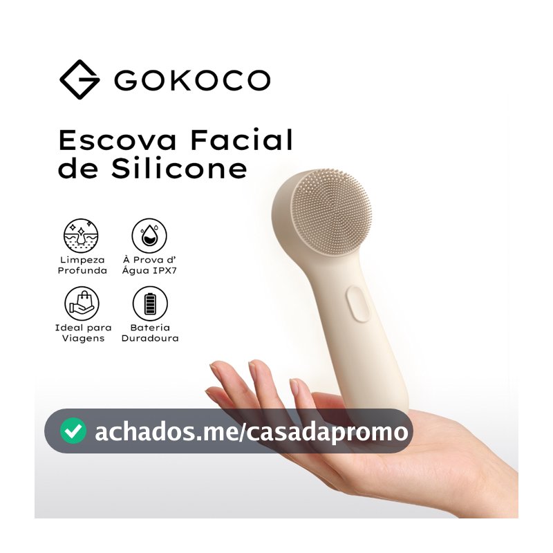 GOKOCO Escova Facial de Silicone Sônica IPX7 Recarregável 3 Níveis Limpeza Profunda Portátil Tipo-C