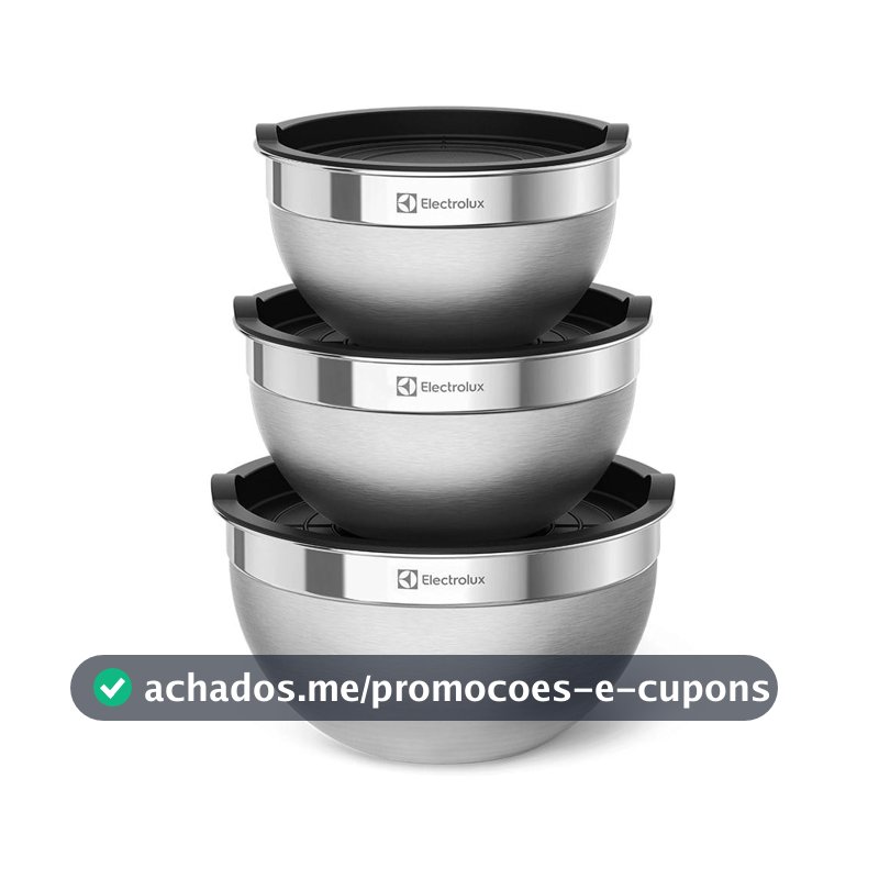 Conjunto Bowls de Inox Electrolux com Tampa Plástica 3 Peças