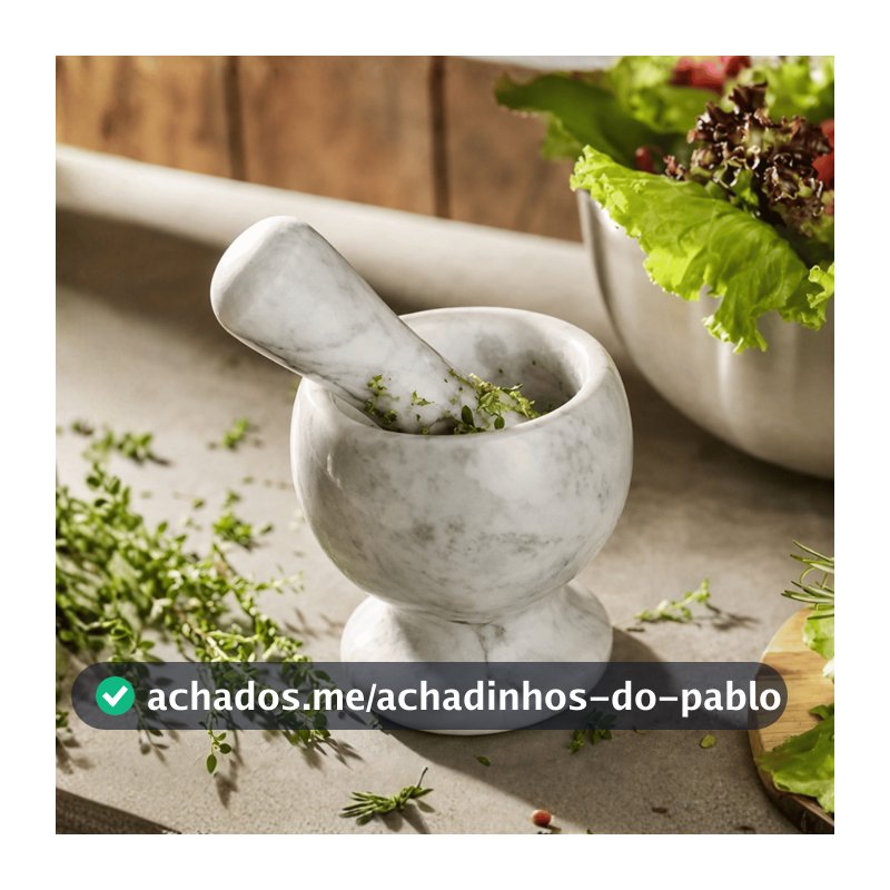Pilão Com Socador Amassa Temperos Conjunto De Mármore - KeHome / Preparo Culinário/ Mármore Natural