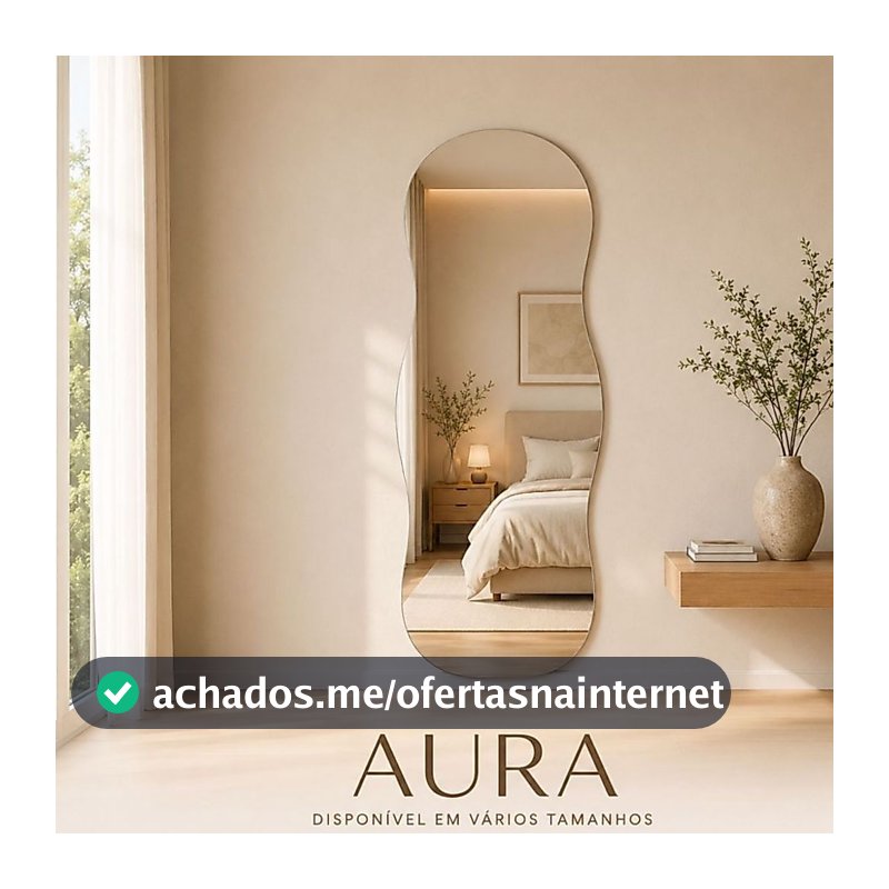 Espelho Lopazzi Grande Corpo Inteiro Decorativo Polido Moderno 90x40cm Quarto Sala Banheiro