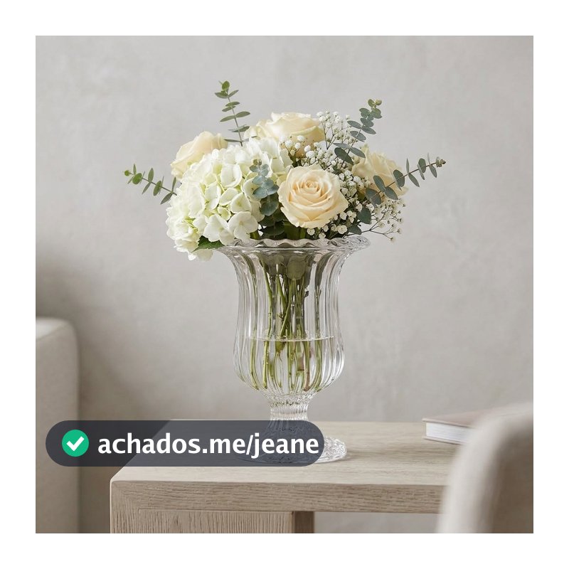 Vaso de Vidro Renaissance 14,5cm Lyor para Flores Arranjos Decoração Mesa Aparador Centro de Mesa Elegante Clássico Casa