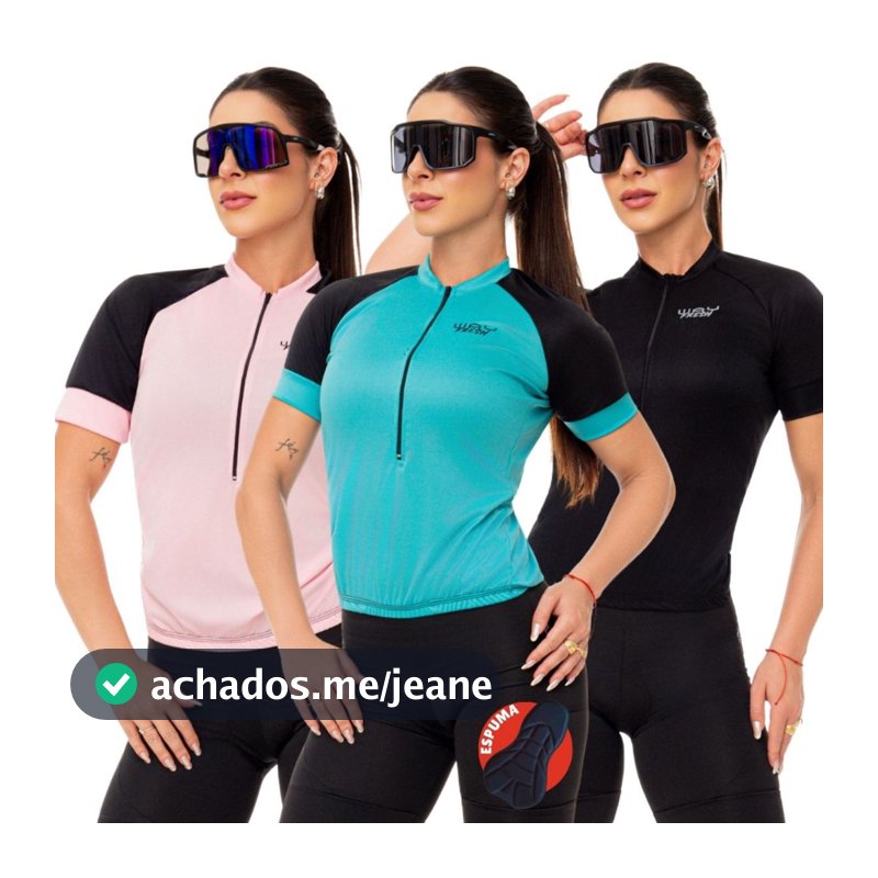 Conjunto Ciclismo Feminino Short com Forro e Camisa Refrescante Bermuda Uv50 Mtb