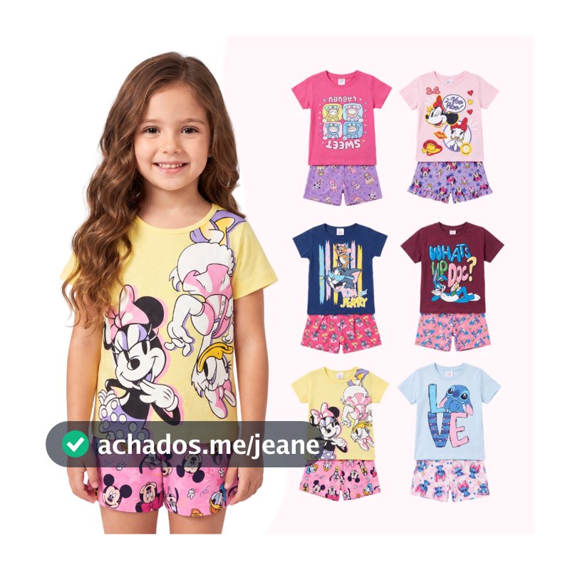Kit 6 Peças Conjunto Infantil Feminino Menina Verão Personagem Fresquinho