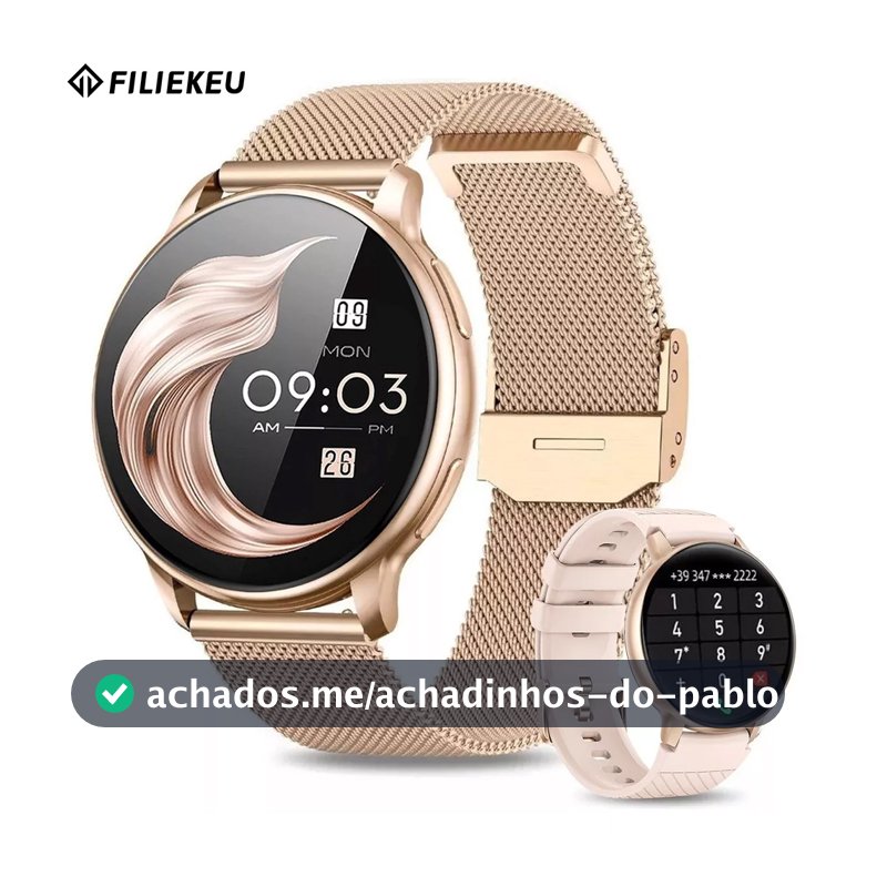 FILIEKEU Smartwatch Chamada Bluetooth à prova d'água Esportes relógio inteligente feminino