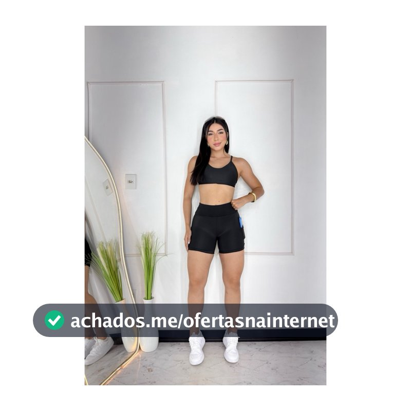 Conjunto Fitness-short com bolso top costa nua modelo estiloso tecido suplex myda preminum