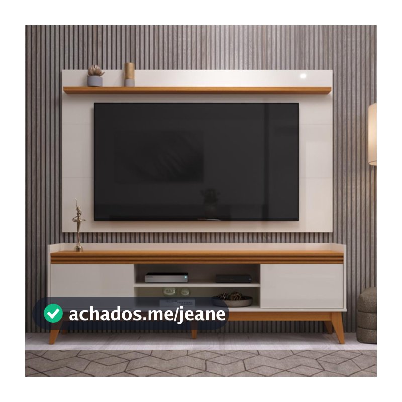 Rack Com Painel Para TV  Até 70 Polegadas Detalhe Ripado Astúrias 180 cm