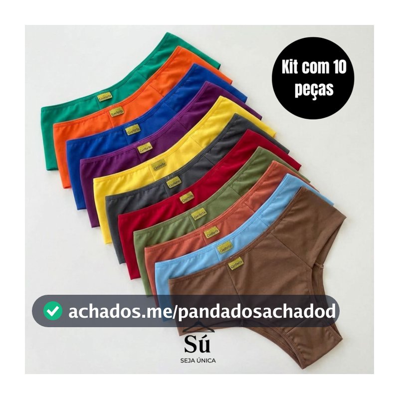 Kit com 10 ou 5 Calcinhas Cintura Alta Zero Culote Lisa Redutora Lateral Larga Conforto Lingerie