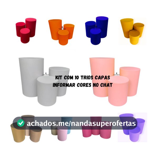 kit 10 trios capas mesas cilindro festa veste fácil varias cores