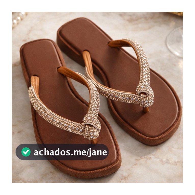 😍Chinelo Feminino Confortável Sandália Nanda Fashion com NÓ de Brilho Stras - A MAIS VENDIDA