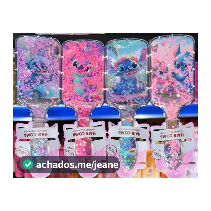 Escova de Cabelo Stitch Disney – Fofa, Cerdas Macias, Antifriz / Infantil e Adulto (Várias Cores)