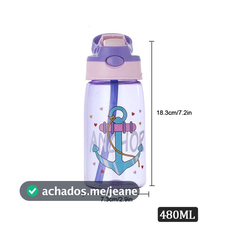 Garrafa plástica infantil desenho âncora 480ml