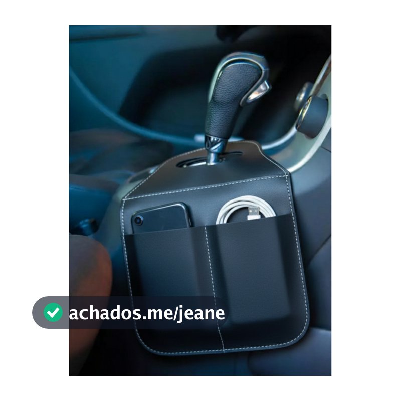 Lixeira Para Carro Com Divisória Couro Sintético Porta Objeto Celular Carregador Organizador Automotivo Multiuso Prático