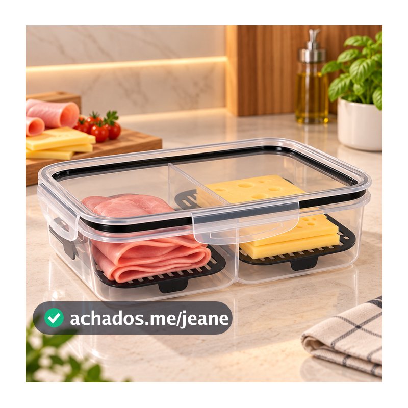 Porta Frios Duplo Hermético Tampa de Silicone 4 Travas Alta Vedação Hermética Organização Geladeira