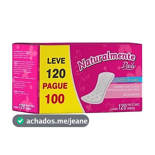 Protetor Diário Naturalmente Daily 120Un Absorvente Evergreen