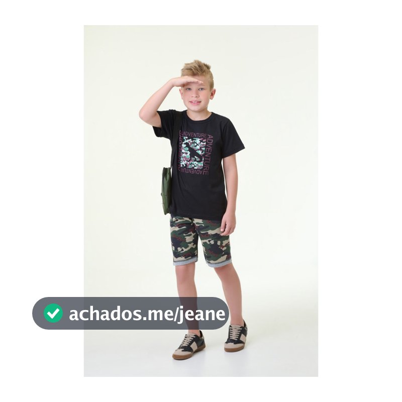 Conjunto Infantil Masculino Dinossauro Militar - 1 ao 14 anos