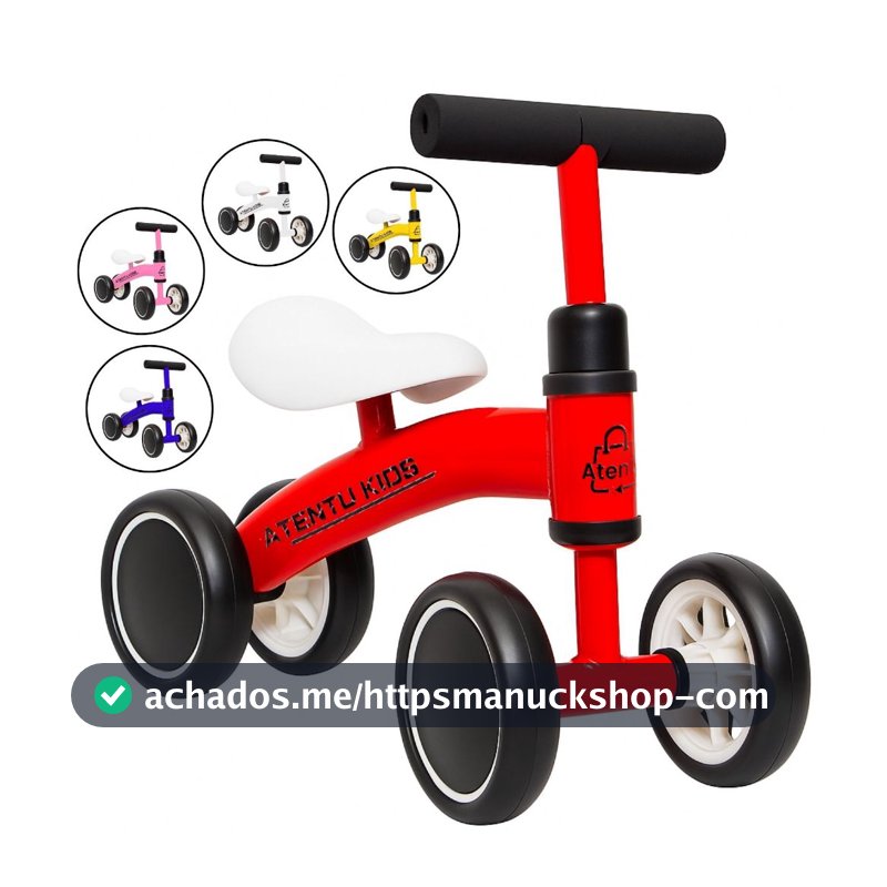 Bicicleta De Equilíbrio Andador Infantil Sem Pedal 4 Rodas