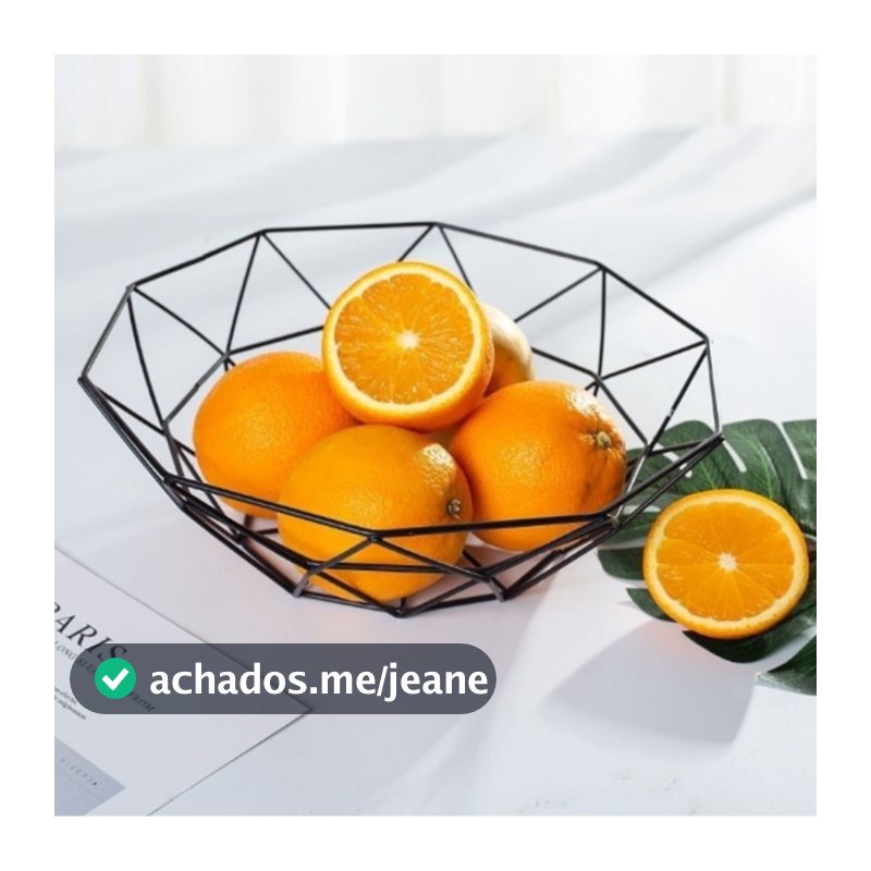 Cesta Fruteira Aramada Modelo Com Acabamento Preto