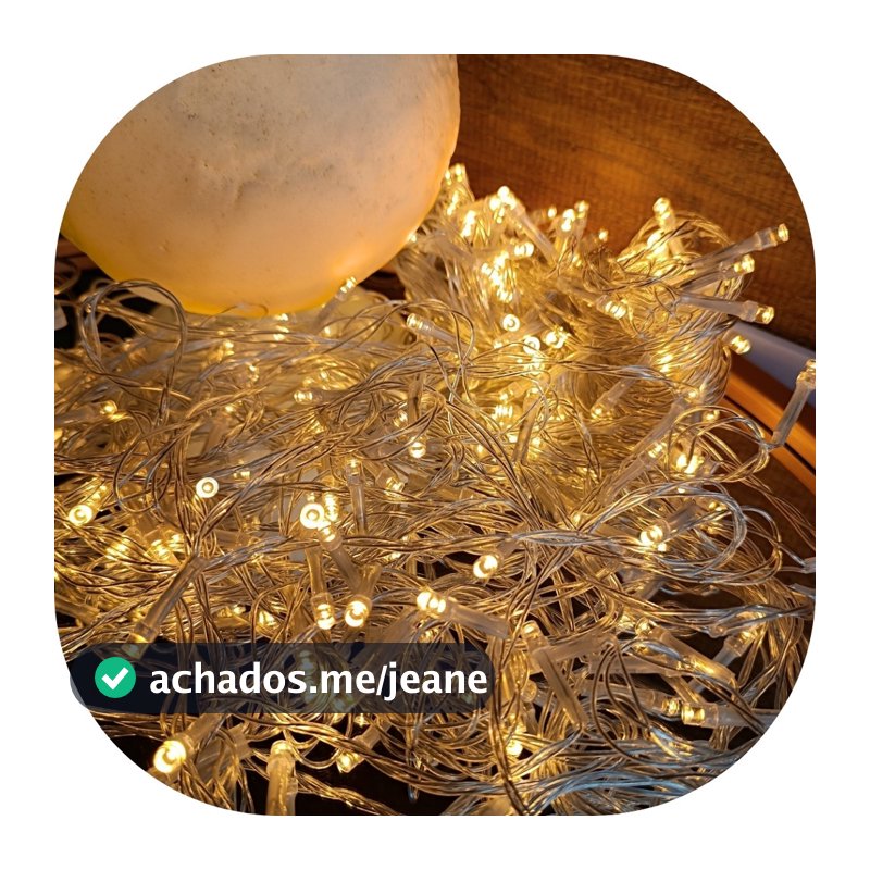 Pisca Pisca 100 LEDs Branco Quente 8 Funções 10Mts Decoração Natal