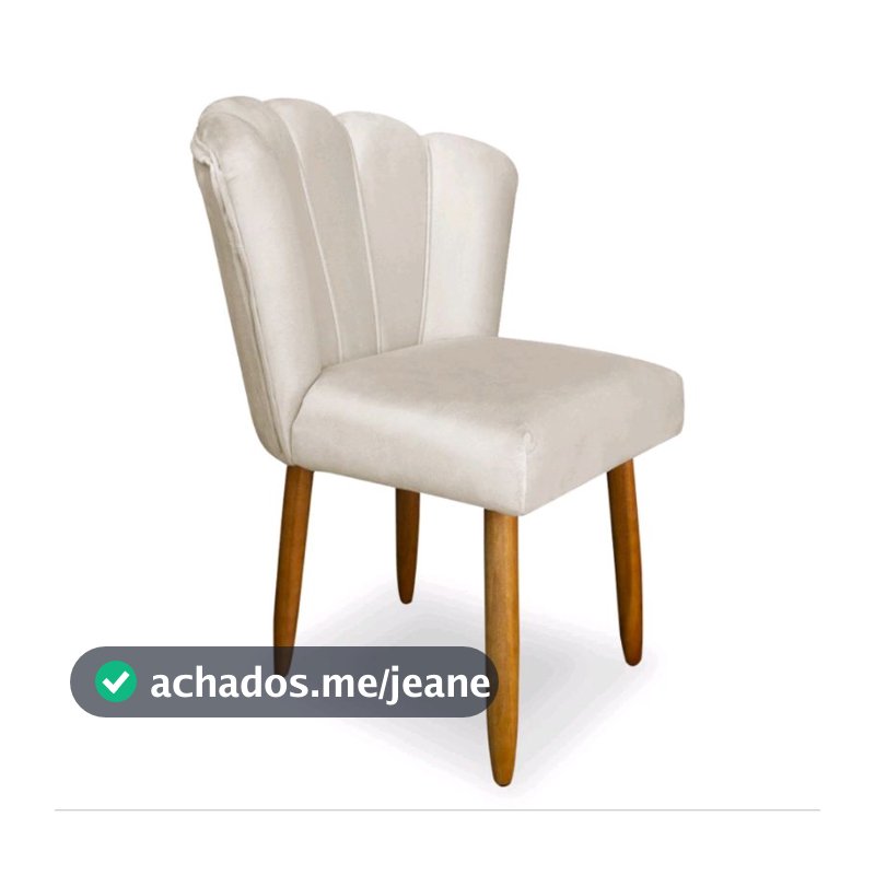 Cadeira poltrona Pétala pés palito veludo bege salão de beleza luxo envio rápido