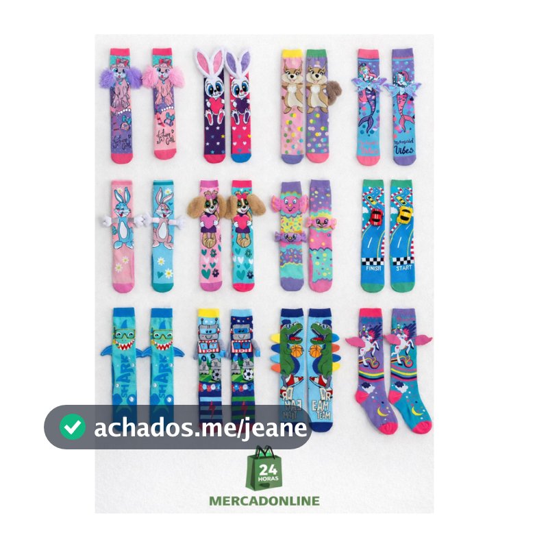 Meia Infantil 3D Cano Alto Divertida Personagem Menina E Menino Premium Colorida Com Relevo